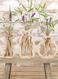 Decoratief Drijfhout met reageerbuis L.9,5 W.7,5 H.15,5 cm ook leuk voor stekjes