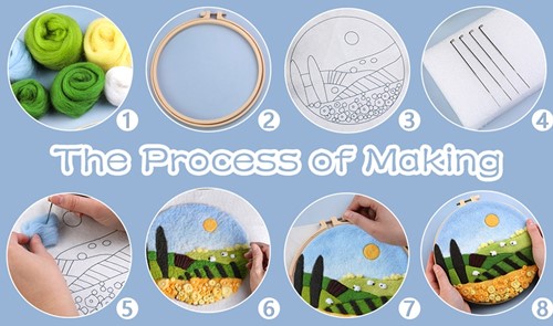DIYpakket Schilderen met Vilt  Landschap met schaapjes ook geschikt voor starters set incl kunststof ring en Youtube filmpje