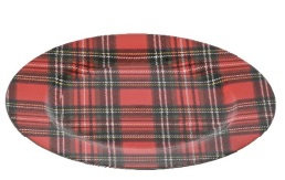 Onderbord Tartan Schotse ruit Rood blok 33 cm rond kunststof