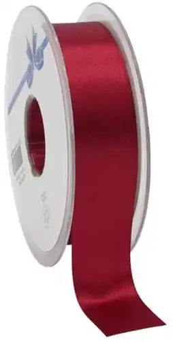 Dubbelsatijn lint Bordeauxrood 25 mm rol 25 meter