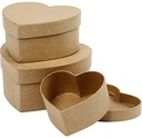Hartdoos Papiermache Harten Dozen H 5+6,5+7,5 cm 10+12,5+15 cm 3 stuks