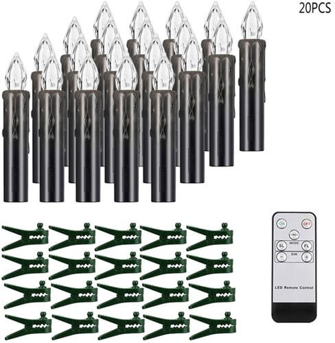 LED Kaarsen Warmwit met afstandsbediening timer Zwart 20 stuks
