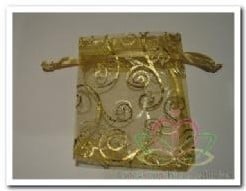 Cadeauzakje giftbag Organza Aquatic Goud 7x9 cm