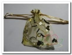 Cadeauzakje giftbag Organza Open Hart Goud 7x9 cm