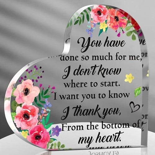 Hart van Epoxy met Bloemen You have done so much for me 10*1 cm Persoonlijk aandenken