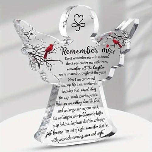 Engel Epoxy met vogels Remember Me 10x1 cm persoonlijk aandenken