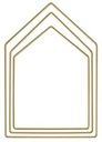 Metalen ring Goud gelakt huisframe gesorteerd 19 cm 23 cm 27,5 cm doos 3 stuks