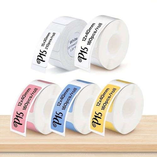 Thermische labels Blanco etiketten voor thermal labelprinters P15 Roze 12x40 mm rol
