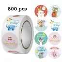 Sluitstickers Happy birthday kids rond etiket 2,5 cm rol 500 labels  