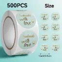 Sluitstickers Handmade with love Lichtblauw rond etiket 2,5 cm rol 500 labels 