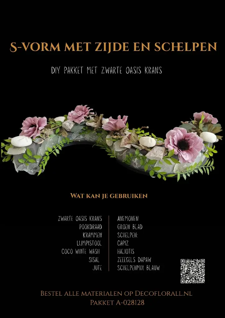 S-vorm met zijdebloemen en schelpen DIY Stel zelf je pakket samen