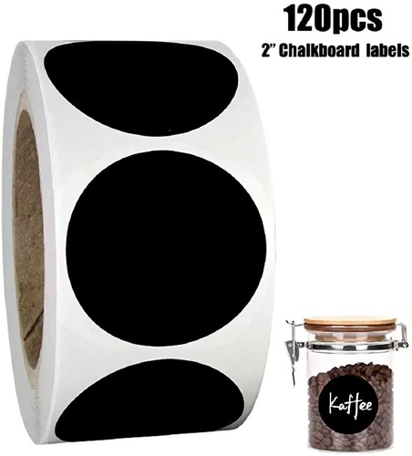 [A-024926] ZWARTE Blanco Stickers 120 Labels 5 cm 2" Etiket Sluitsticker
