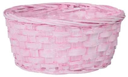 [A-025326] Rieten Mand Bamboe Basket Babyroze Pastelroze 20x9 cm