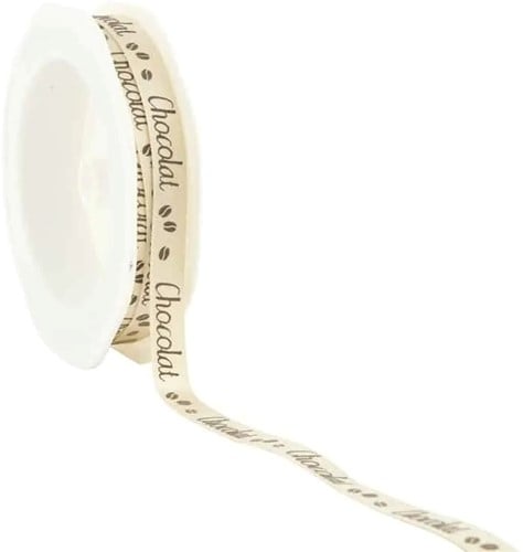 [A-023328] Enkelzijdig Satijn lint Chocolat 02 Champagne 10 mm rol 25 meter