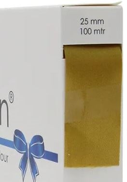 [A-024879] Satijnlint PackSatin enkelzijdig Goud 25 mm rol 100 meter