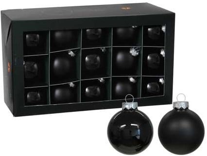 [A-027036] Kerstballen glas Zwart Black combi cap 57 mm doos 30 stuks