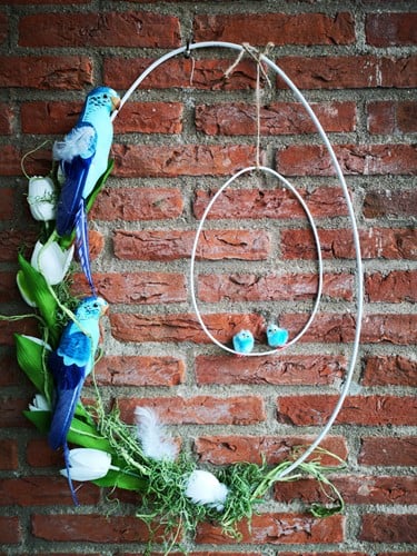 [A-024033] Metalen Frame Ei ring White hangend 17x25 cm