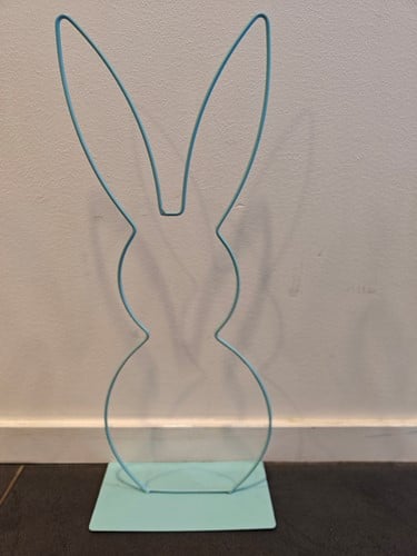 [A-025442] Metalen Frame Haas staand oor op voet Turquoise 29 cm