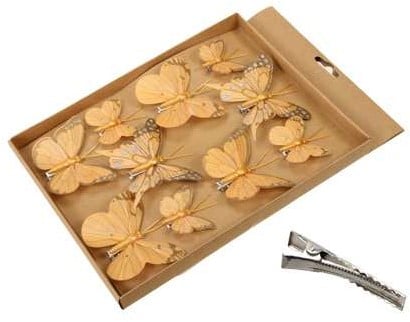 [A-024781] Vlinders Mengsel Goud 10 stuks met clip