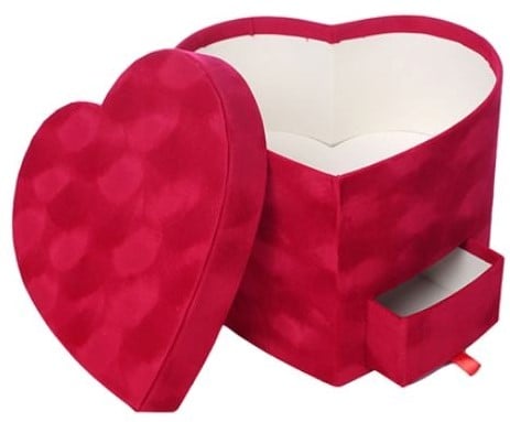 [A-025772] Bloemendoos Rood Velvet luxe met compartiment cadeau doos voor rozen
