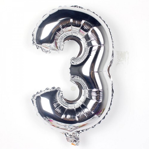 [A-016959] Folieballon met stok Cijfer 2 Zilver 34 cm
