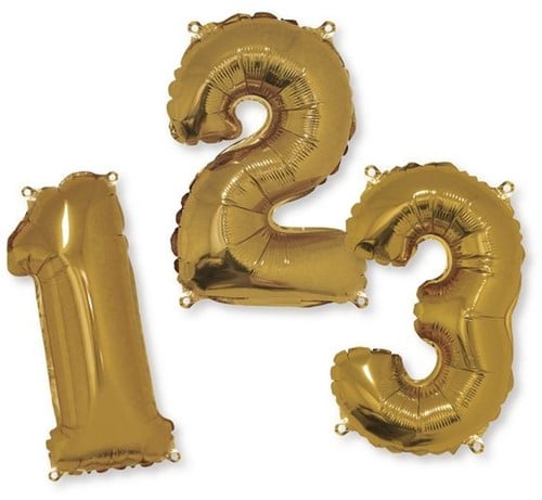 [A-018747] Folieballon Cijfer 0 Goud 40 cm