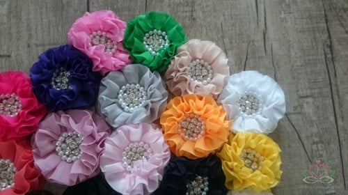 [A-018654] Corsage bloem met Strass diamantjes en Parels Zonder CLIP! - Zwart 