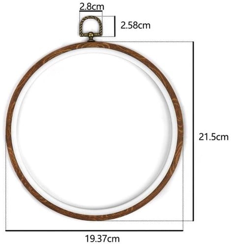 [A-023793] Brocante Houten Borduurring Rond met stelschroef 21 cm per stuk