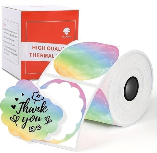[A-025937] Thermische labels Blanco etiketten voor thermal labelprinters M110 M110S M120 M200 M220 M221 Regenboog rond 50 mm rol 140 stuks