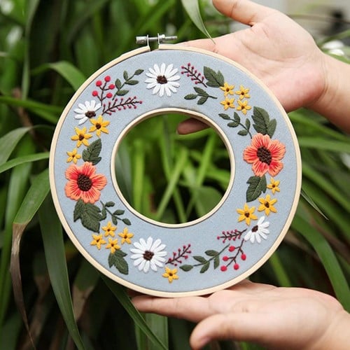[A-023727] Borduurpakket ook geschikt voor starters Dubbele ringen Grijs set incl 2 ringen