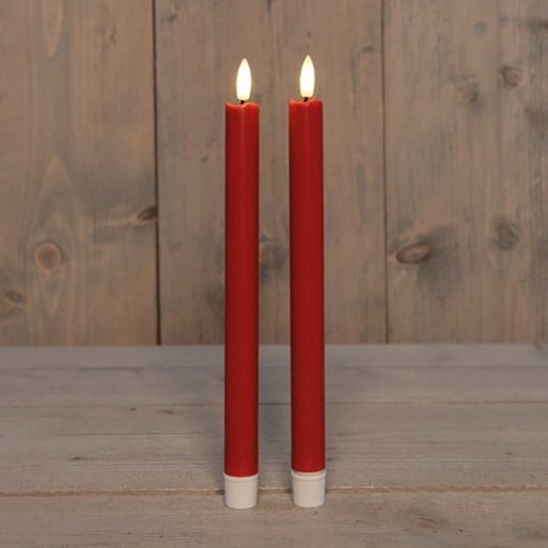 [A-027228] LEDkaars 3D Flame Candle Rood Anna's Collection D 2,5 H 23 cm 2 stuks