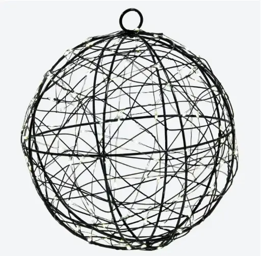 [A-027813] Twinkle Bol Metalen Frame Bal Globe met 140 Led Timer Zwart draadbal 18 cm