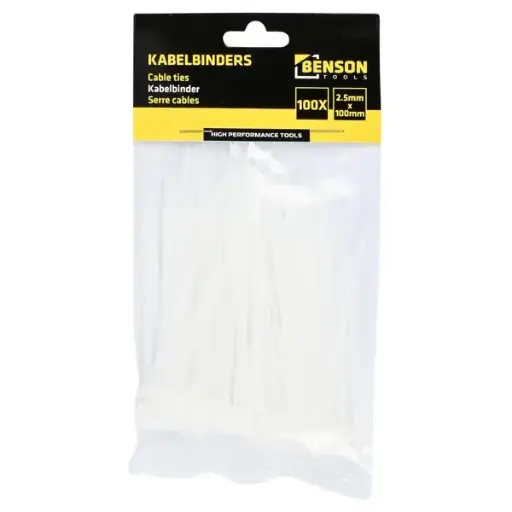 [A-028115] Tierips Kabelbinder Wit 2,5x100 mm 100 stuks Diadeem Bruiloft Gala 